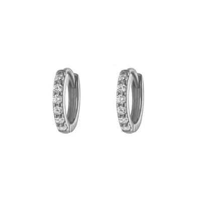 Outofoffice Women's Seven Mm Silver Pave Hoop Earring