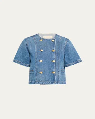 Ulla Johnson The Serge Short Sleeve Jacket In Danube In Blue