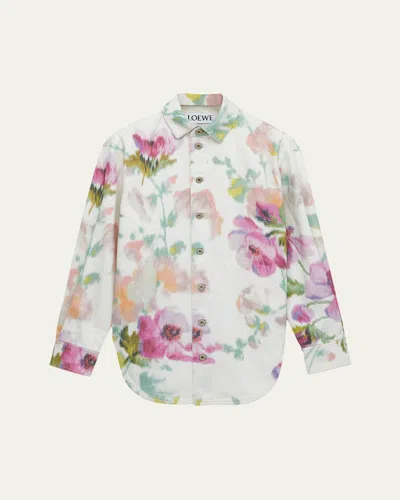 Loewe Floral-print Button-down Overshirt In Neutral