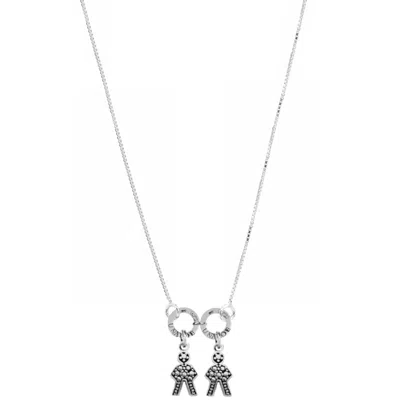 Unaloe Women's Sterling Silver Baby Two Charms Necklace, Perfect Gift For Moms And Families