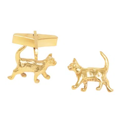 Simon Kemp Jewellers Men's Eighteen Carat Gold On Sterling Silver Cat Cufflinks