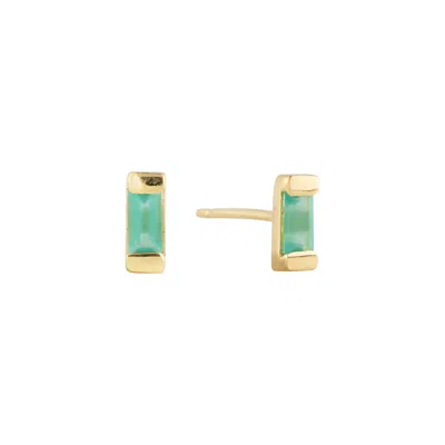 Beyjou Women's Gold / Green Mini Baguette Earrings - Green Onyx