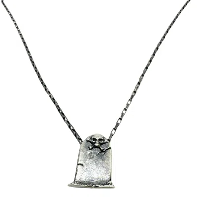 Tg-jewellery By Tamara Gervasio Men's Silver Skeleton Grave Rectangular Trace Chain Necklace