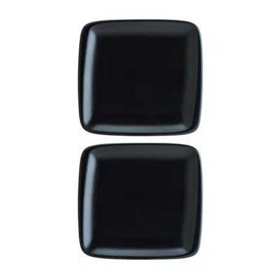 Turgla Home Notte Square Black Porcelain Side, Appetizer Plates, Set Of Two