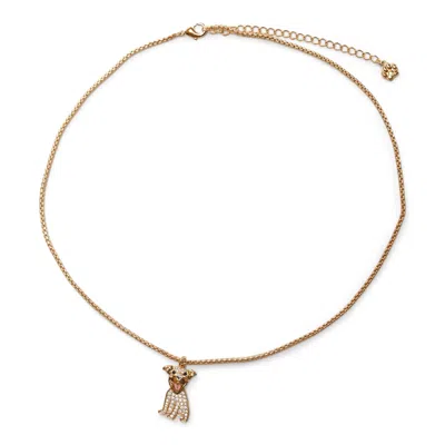 Cloud Haven Women's Gold  Mini Cz Smiling Pittie Pendant Necklace