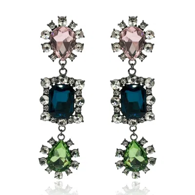 Michael Nash Jewelry Women's Green / Blue / Pink Showstopper Peridot & Sapphire & Rose Drop Earrings