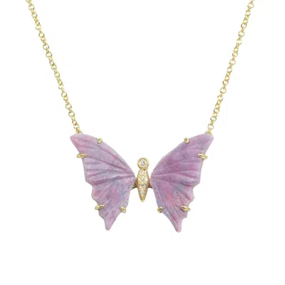 Kamaria Women's Pink / Purple Purple Paraiba Tourmaline Butterfly Necklace With Prongs