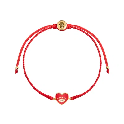 Karma And Luck Women's Devoted To Love Heart Charm Red Bracelet