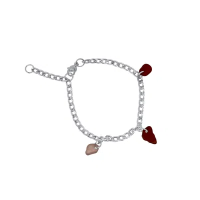 Glasstyk I/s Women's Brown / Red Fragments Red And Brown Sea Glass Bracelet