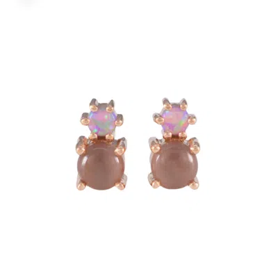 La Kaiser Women's Gold Cat's Eye Moonstone & Opal Droplet Studs