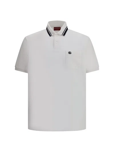 Gucci Logoed Cotton Polo Shirt With Welt Pocket In White