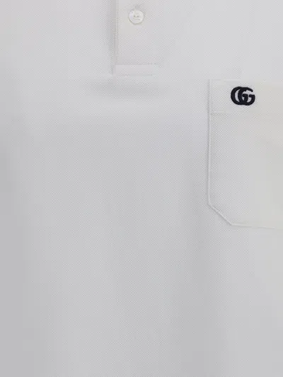 Gucci Logoed Cotton Polo Shirt With Welt Pocket In White