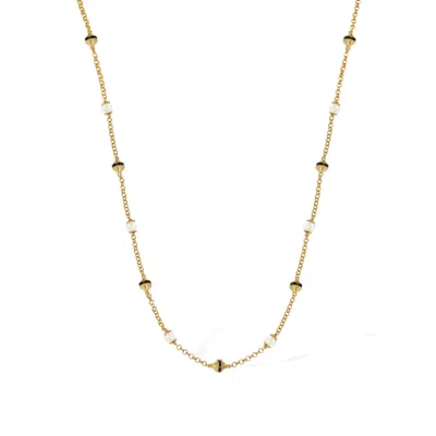 Retro Chic Women's Gold / Black / White Roman White Sautoir