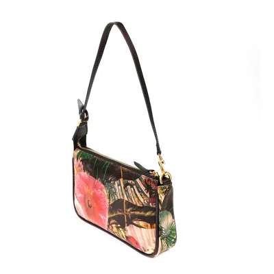Sjw Bags London Women's Black / Pink / Purple Kenwood Leather Floral Print Mini Versatile Shoulder Bag - Black