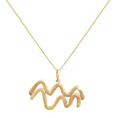 Lily Flo Jewellery Women's Aquarius Solid Gold Pendant Necklace