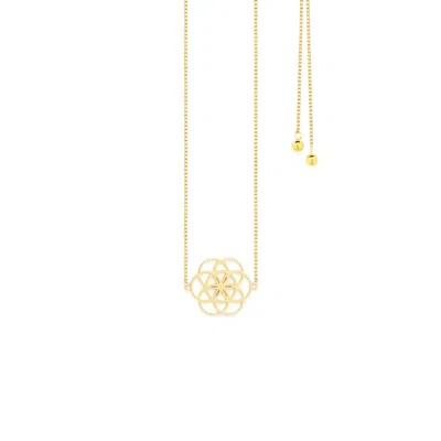 Seven Saints Women's Seed Of Life Choker Or Y Style Lariat, Reversible Necklace, Gold