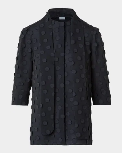Akris Punto 3d Polka Dot Techno Georgette Scarf Boho Blouse In Black