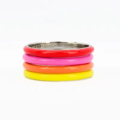Pinnole Women's Pink / Purple / Yellow Happy As A Clam Ring Stack