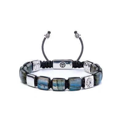 Mahigan Women's Black / Silver Silver Flat-bead  Bracelet With Labradorite - Aurora Borealis