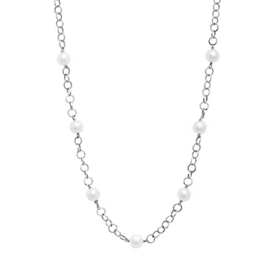 Unaloe Women's Timeless Simplicity – Sterling Silver Pearl Necklace