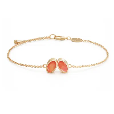 Linda Fiore Women's Gold / Yellow / Orange You & Me Baby Gold Vermeil Bracelet With Carnelian