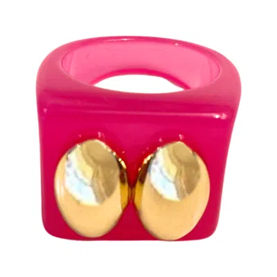 Smith & Co. Jewel Design Women's Pink / Purple Double Twin Ring - Hot Pink