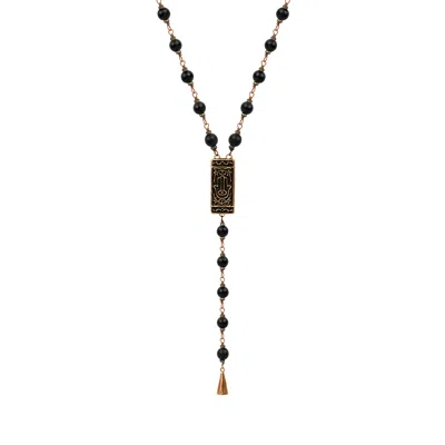 Karma And Luck Men's Black Balance & Faith - Onyx Rosary Necklace