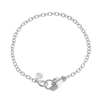 Lily Charmed Women's Sterling Silver In Safe Hands Charm Collector Bracelet