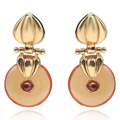 Michael Nash Jewelry Women's Gold / Brown Gold Drop Earring With Topaz Resin Drop