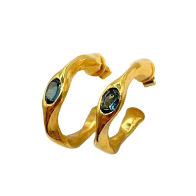 Amy Delson Jewelry Women's Blue / Gold Harlow - Blue Topaz Gold Hoop Earrings