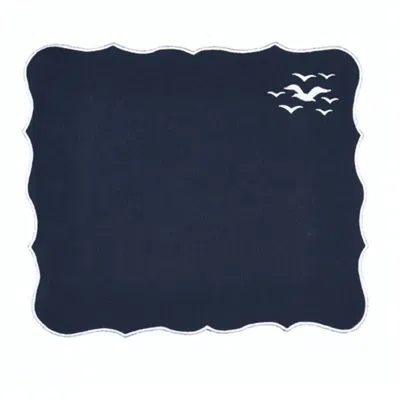 Km Home Collection Seagull Embroidery Linen Placemats Set Of 2