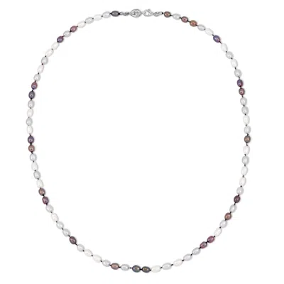 Dower & Hall Men's Oval Mixed Pearl Necklace In Sterling Silver