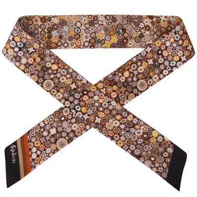Kueen Women's Silk Scarf - Millefiori - Brown