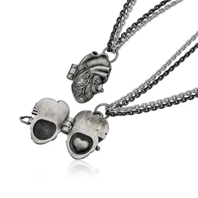Cartography Men's Chad: Heart In Heart - Anatomical Heart Locket Necklace In Sterling Silver