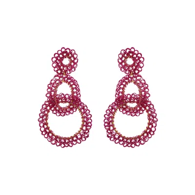 Lavish By Tricia Milaneze Women's Pink / Purple All Pink Artemis Handmade Crochet Earrings