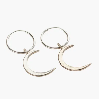 Posh Totty Designs Women's Sterling Silver Crescent Moon Charm Hoop Earrings