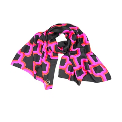 Julia Clancey Women's Black / Pink / Purple Link Black Magenta  Silk Scarf