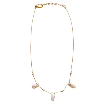 Smilla Brav Women's Gold / White Pearl Necklace Celeste