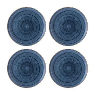 Turgla Home Dusk Round Blue Porcelain Dinner Plate Set Of Four