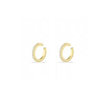 Spero London Women's Cubic Zirconia Sterling Silver Ear Cuffs No Piercing - Pair - Gold