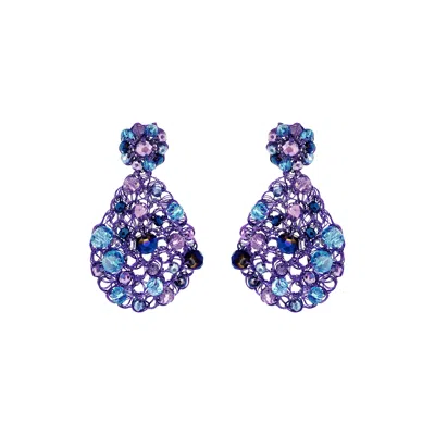 Lavish By Tricia Milaneze Women's Blue / Pink / Purple Neon Purple Mix Aurora Handmade Crochet Earrings