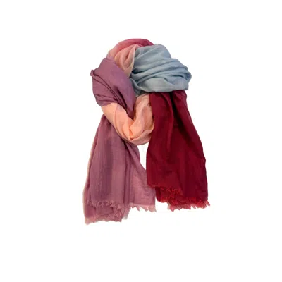 Tiger And The Monkey Women's Blue / Pink / Purple Ombre Lavender Blue Raspberry Silk Cotton Pareo Wrap Scarf