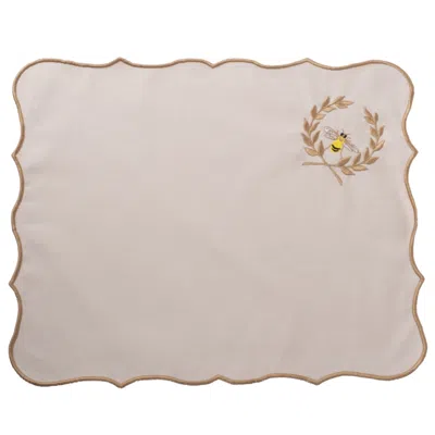 Km Home Collection Neutrals Bee Embroidery Cotton Placemats Set