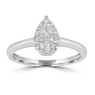 Artisan Women's Natural Diamond Pear Cut Stacking Ring In 18k White Gold