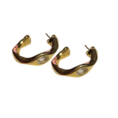 Amy Delson Jewelry Women's White / Gold Harlow - White Topaz Gold Hoop Earrings