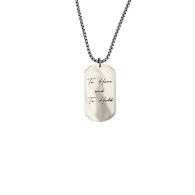 Iskra Men's Silver To Have & To Hold Tag Necklace