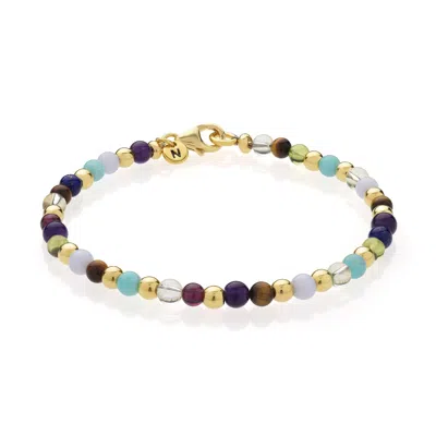 Nellou Jewellery Women's Multi Gemstone Bracelet Gold Plated Sterling Silver