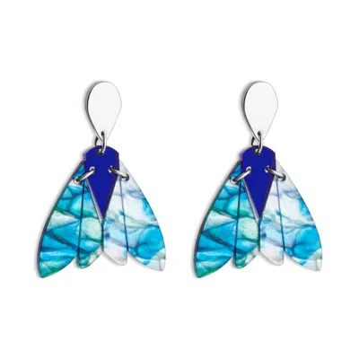 Toolally Women's Gossamer Drop Earrings - Blue & Green Lava