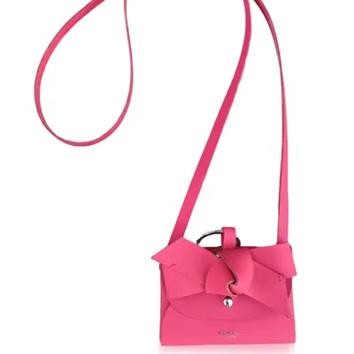 Aéhee New York Women's Bow Card Holder Wallet With Shoulder Strap - Raspberry Red