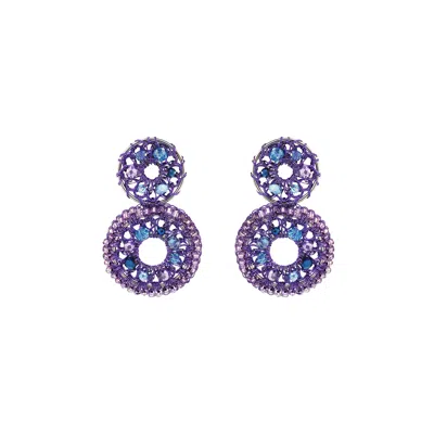 Lavish By Tricia Milaneze Women's Pink / Purple / Blue Neon Purple Mix Moira Handmade Earrings